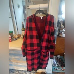 Plaid Open Front Cardigan